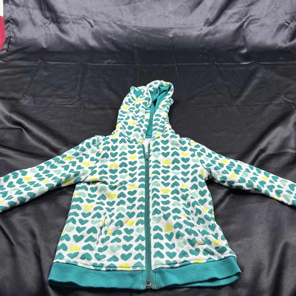Crazy 8 GIRLS White & Green Hearts Jacket with Cat Ear Hood Size 5T